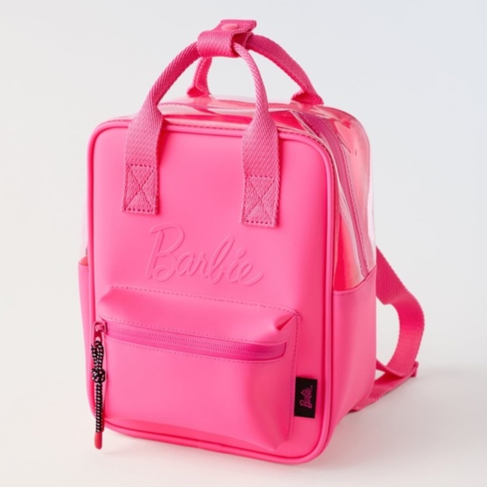 Zara- Rubberized Barbie Mattel mini backpack. Pink